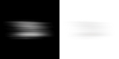 Realistic White Horizontal Motion Blur Speed Lines and Light Streaks on Transparent Background  © Noy