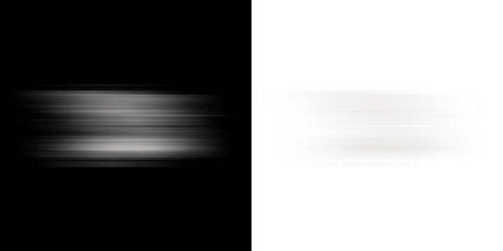 Realistic White Horizontal Motion Blur Speed Lines and Light Streaks on Transparent Background
