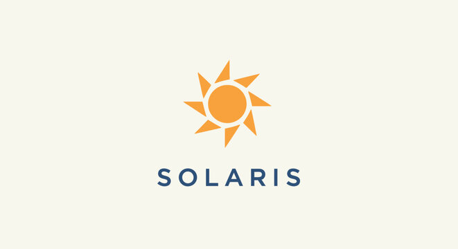 Solar energy logo with sun symbol.