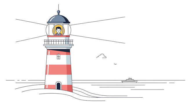 Red and white lighthouse tower structure.