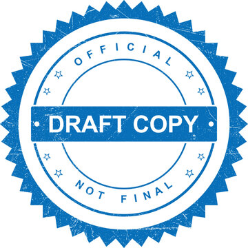 Official Draft Copy Not Final Blue Stamp Seal Round Emblem With Stars and Concentric Circles