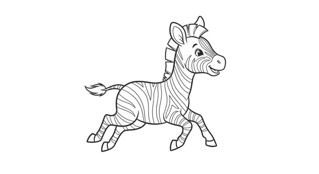 Cartoon zebra running happy animal.