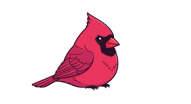 Vibrant Pink Northern Cardinal Bird Profile.