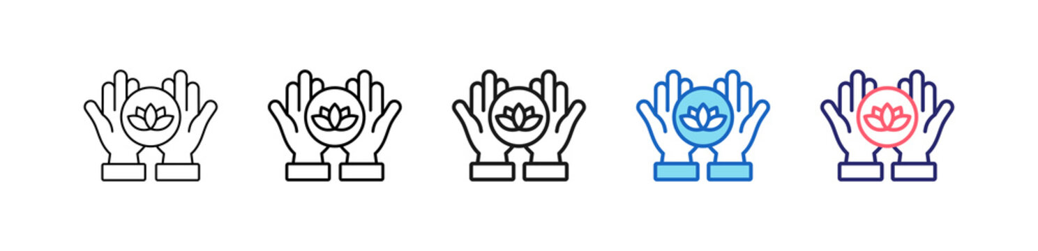 Healing Touch Icon In 5 Different Styles Set Collection.   