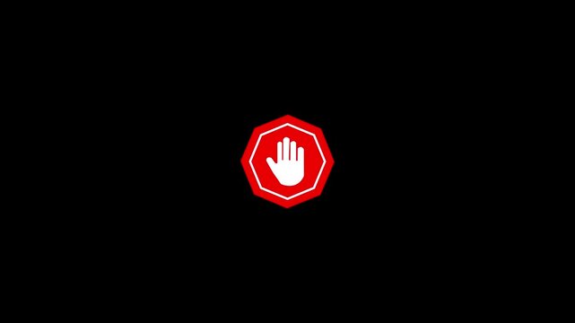Futuristic Stop Hand Gesture Animation with Dark Digital Technology Background