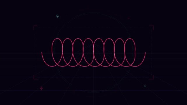 Futuristic neon pink spiral wave animation on dark background