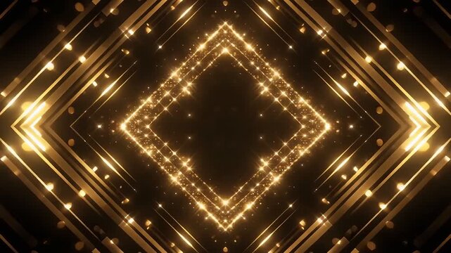 Gold Frame Border Background with Golden Light Diamond Shape for Luxury Celebration