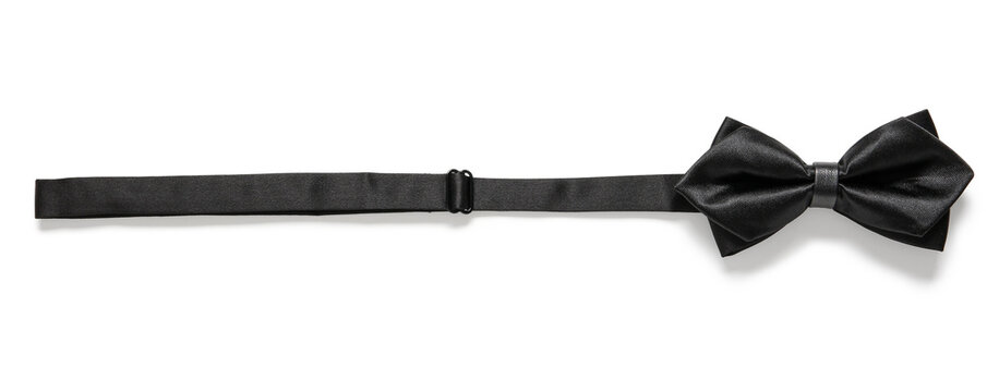 Stylish black bow tie on white background