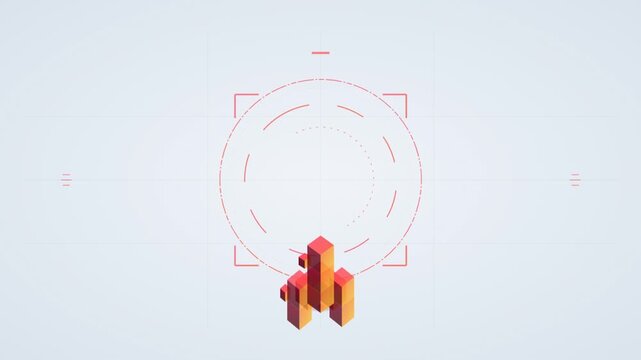 Rotating 3d isometric cube morphing in a digital interface hud