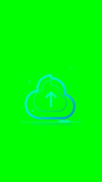 Cloud Computing Icon with Upward Arrow on Green Background