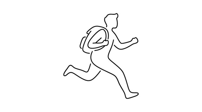 Man Running with Backpack On.