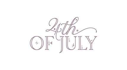 Obraz premium Minimalist thin line 4th of July outline typography.
