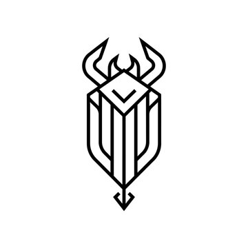 Abstract geometric shield logo featuring stylized bull horns.