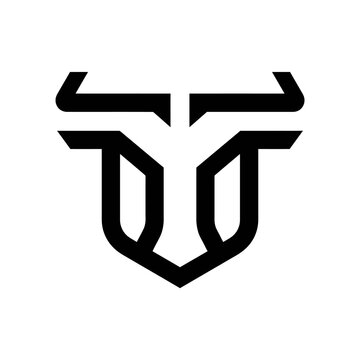 Abstract geometric shield or stylized bull head logo.