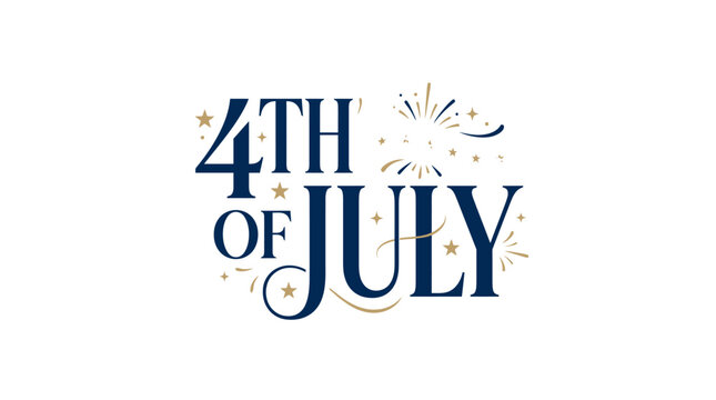 Elegant 4th of July typography with gold firework accents.