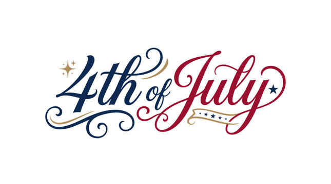Elegant script 4th of July calligraphy with stars