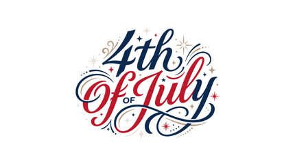 Fototapeta premium Decorative circular 4th of July script design.