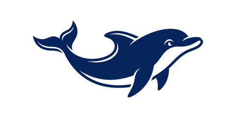 Dolphin vector illustration, minimalist marine mammal mascot logo design element, World Oceans Day concept isolated on white © Farhana