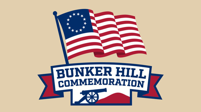 American Patriot Flag Waving Bunker Hill Commemoration