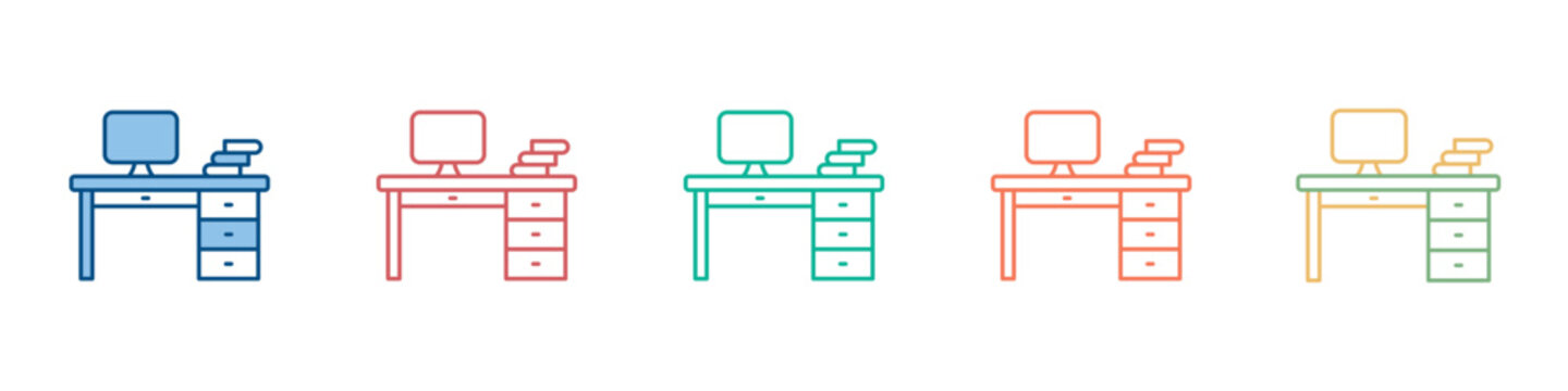 Office Desk Icon Set Multiple Style Collection