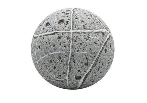 Textured gray sphere with intersecting white lines on gray checkered background abstract object textured sphere with lines.