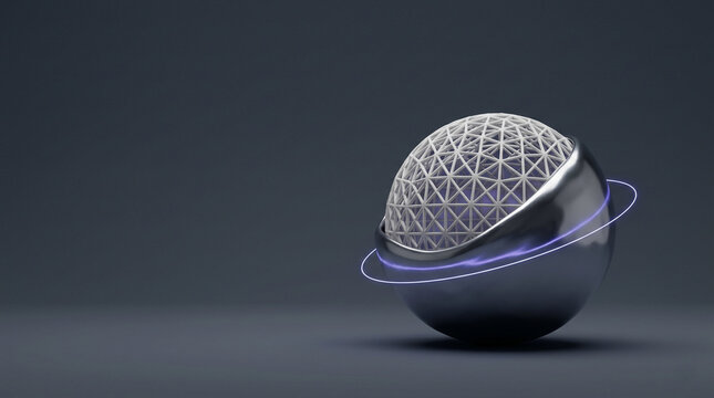 Minimalist 3D post quantum cryptography security concept for enterprise cloud computing landing page banner