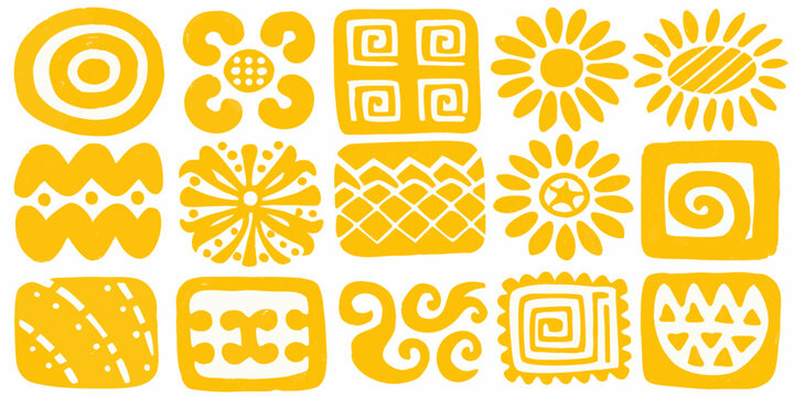 Orange stylized symbols collection vector illustration on a white background