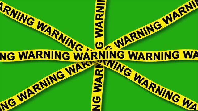 Yellow Caution Tape Restriction Overlay with Green Chroma Key.
Danger Zone Tape Motion Graphic on Green Screen Background.