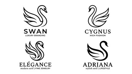 Obraz premium Black swan logos on white background.
