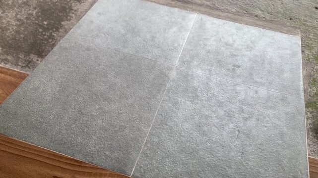 Grey Ceramic Floor Tiles on House Front Porch Exterior