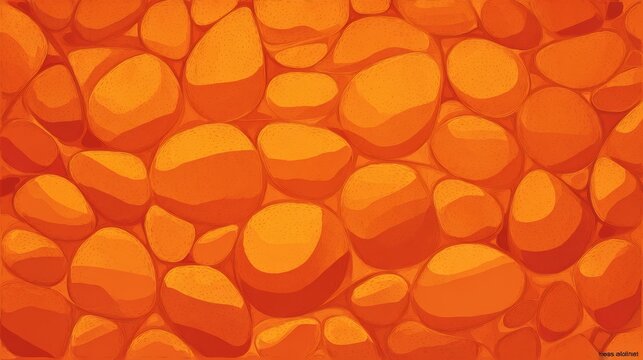 Vector background featuring close-up of basketball surface with raised pebble grain texture in bright orange tones, cartoon style illustration