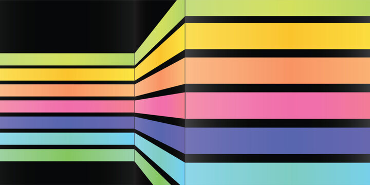 Colorful Converging Geometric Stripes Abstract Pattern.