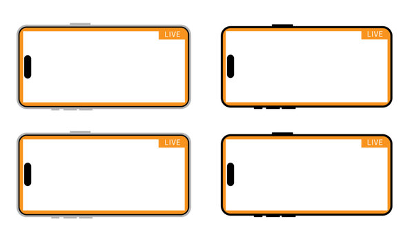 Live streaming smartphone screen template set orange