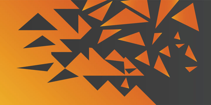 Abstract Black Triangular Shards Composition On Orange.