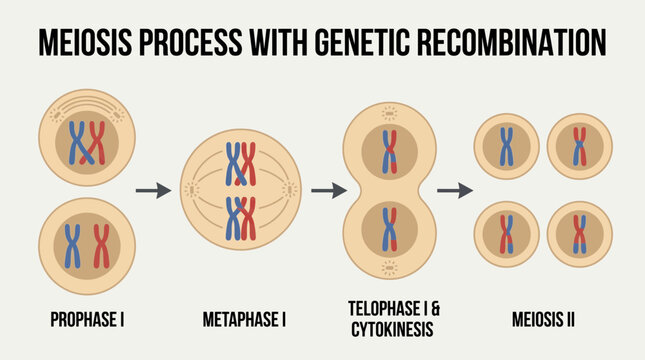 Meiosis Process Showing Genetic Recombination
