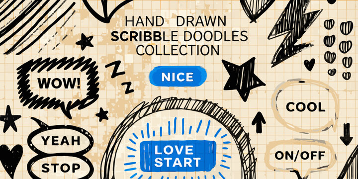 Hand Drawn Scribble Doodles Collection Vector Illustration