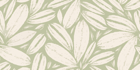 Botanical Leaf Pattern Light Green And Cream Vector Illustration © Sujal