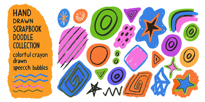 Colorful Hand drawn Speech Bubble Collection Vector Illustration