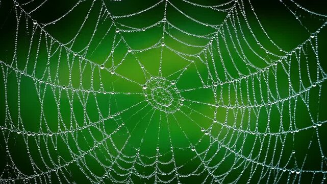 Intricate spider web overlay on vibrant green screen background, ideal for chroma key compositing, Halloween, and spooky video effects