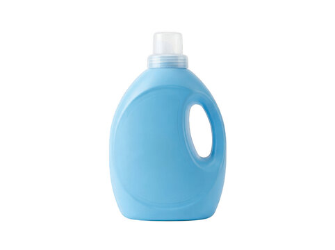 Blue plastic bottle of liquid laundry detergent
