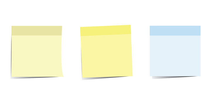 realistic set stick note isolated white background post it notes collection with shadow