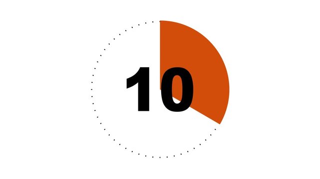 15 seconds countdown timer animation. 15 second circle Countdown timer from 15 to 0 animation on white background.