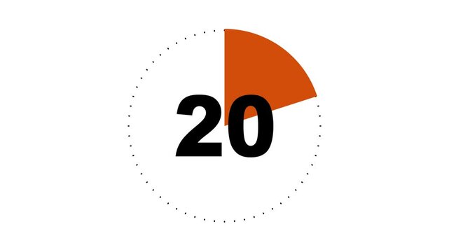 25 seconds countdown timer animation. 25 second circle Countdown timer from 25 to 0 animation on white background.