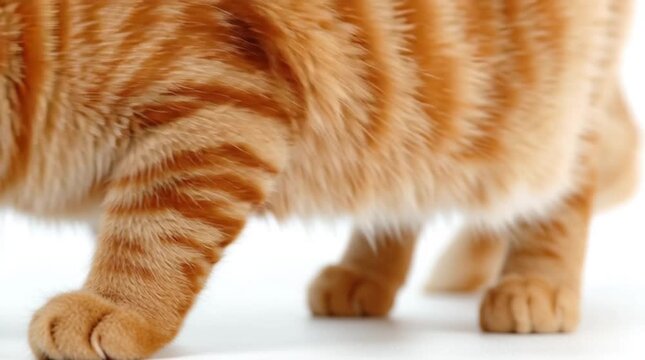 Adorable orange cat looking at camera and pouncing playful 