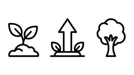 Fototapeta premium Environmental growth and nature conservation line art icon set with conservation environment sustainability development protection biodiversity environmentally friendly landscape seedling