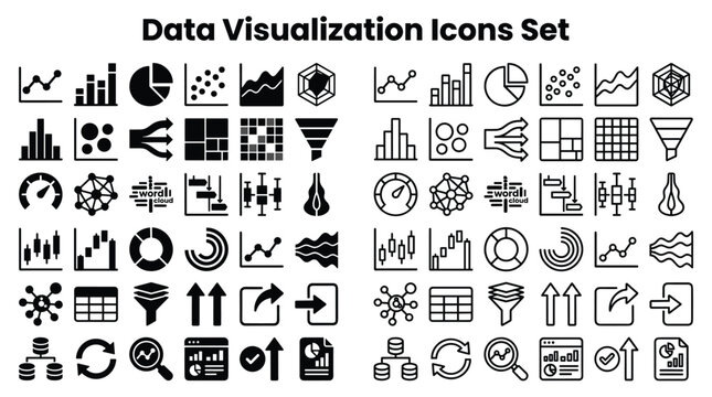 Data Visualization Icons Set for Business and Technology Analysis
