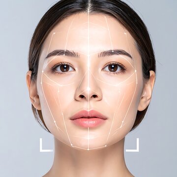 Facial beauty analysis with measurements.