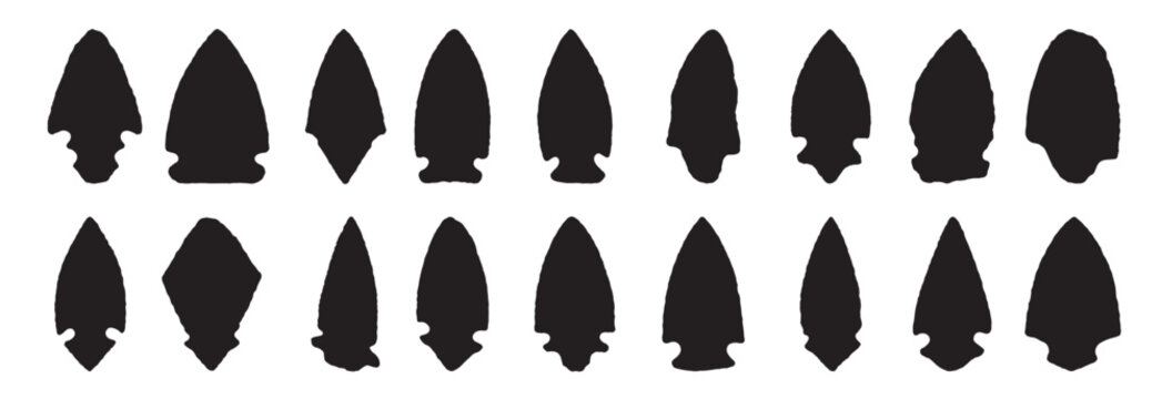  stone arrowhead silhouette white background
