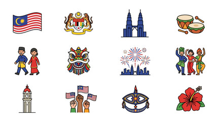 Obraz premium Malaysian Cultural Symbols Celebrating Diversity and Unity