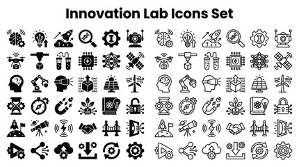 Fototapeta premium Innovation Lab Icons Displayed in a Modern Technology Setting